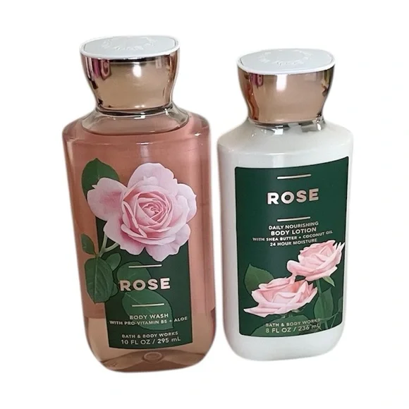 Bath & Body Works Rose Body Wash & Lotion Full Size Set with Tote Bag - Picture 3 of 11